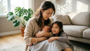 Metaphors for motherhood illustration showing mother as guiding light and heart of the home