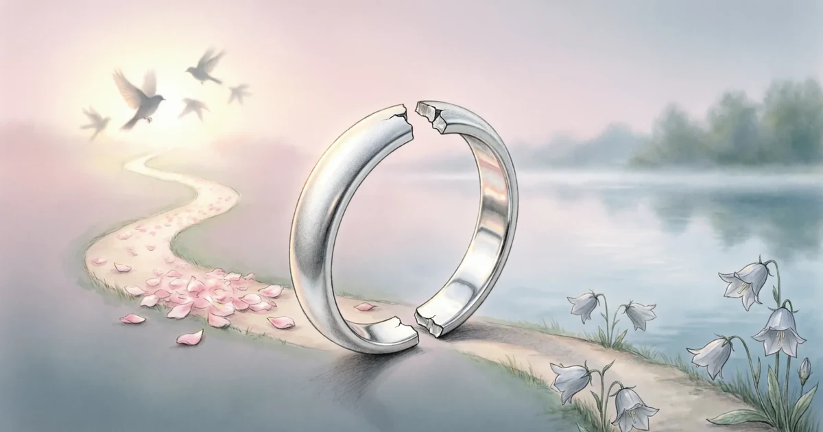 symbolic illustration representing metaphors for divorce with two separate life paths