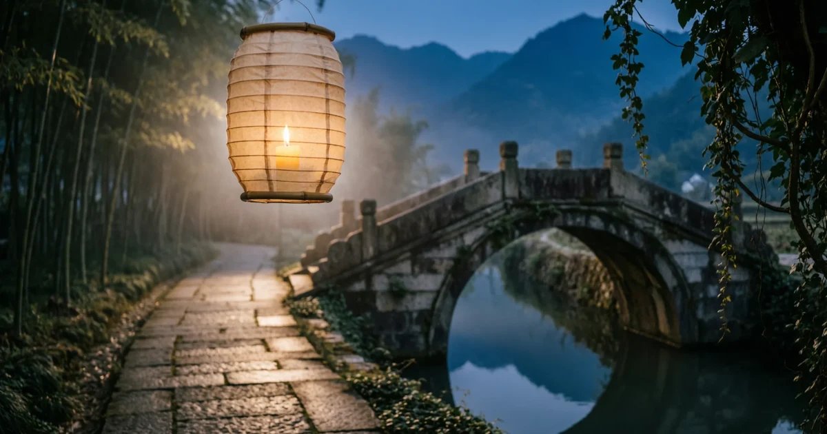 Metaphor of faith as a glowing light guiding a path through darkness