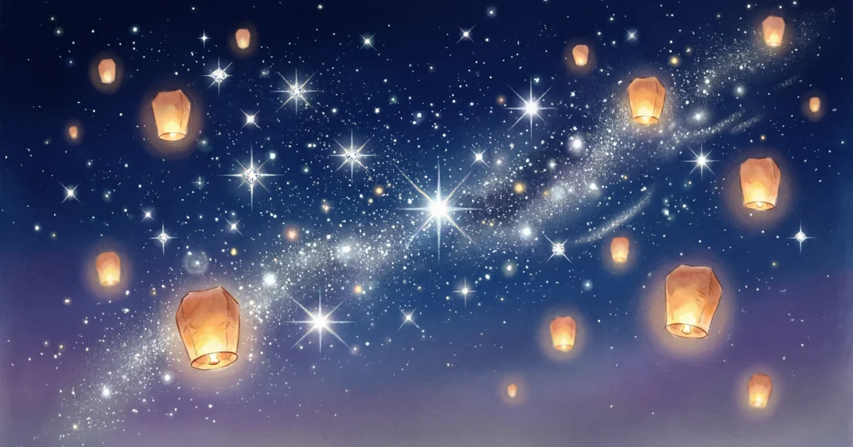 metaphors for stars illustrated as diamonds and glowing lights in the night sky