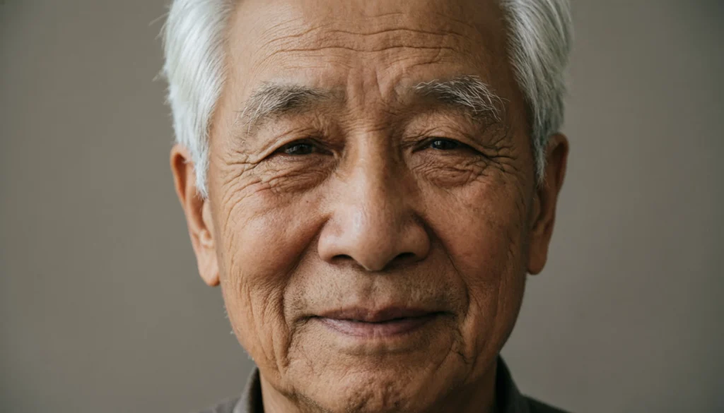 metaphors for wrinkles illustrated on an elderly face showing lines and expressions