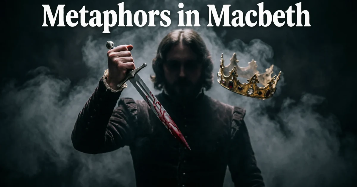 Metaphors in Macbeth showing dark themes of ambition guilt and symbolism in Shakespeare play