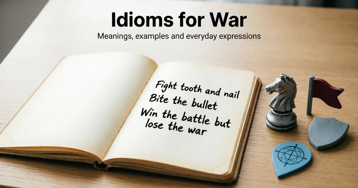 Idioms for war examples with meanings and sentences for students and ESL learners