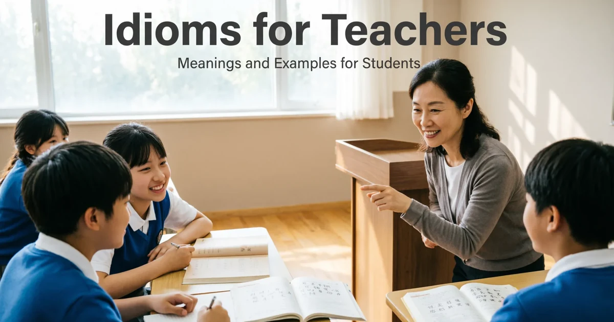 Idioms for teachers with meanings and examples for students and ESL learners.
