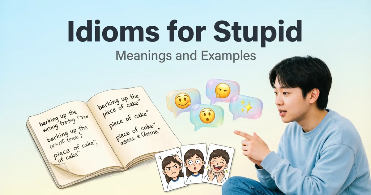 Idioms for stupid with meanings and examples for students and ESL learners.