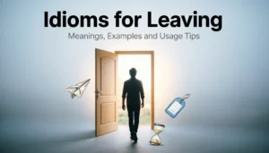 Idioms for leaving with examples and simple meanings for students and ESL learners.