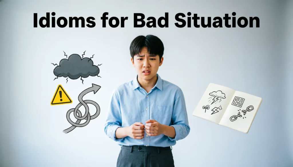 Idioms for bad situation explained with examples for students, writers, and ESL learners.