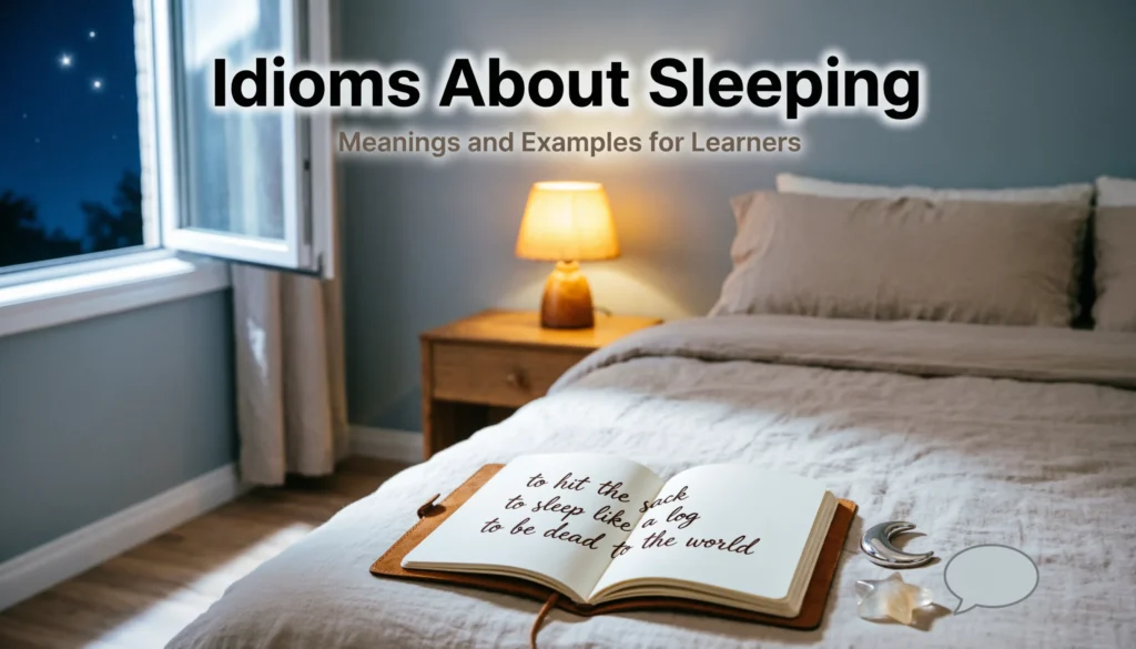 Idioms about sleeping with meanings and examples for students, writers, and ESL learners.