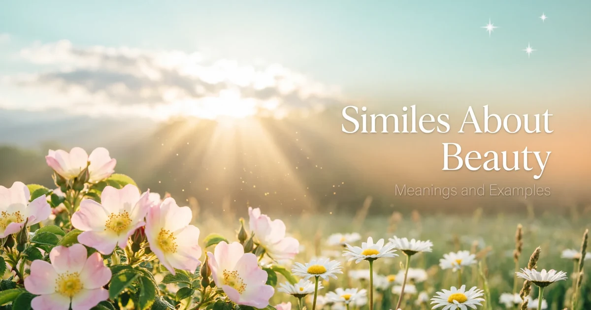 Similes about beauty with flowers, sunlight, stars, and writing examples for students