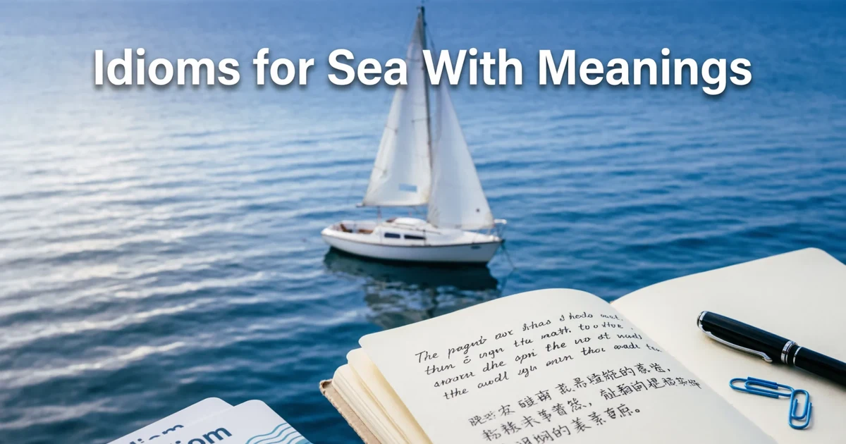 Idioms for sea with meanings and examples for students and ESL learners